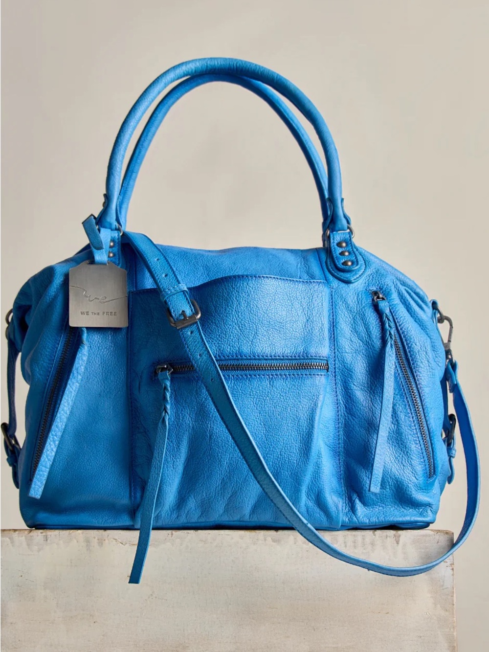 Sold Out! We The Free by Free People BIG Emerson Tote Bag Blue Pattern NEW